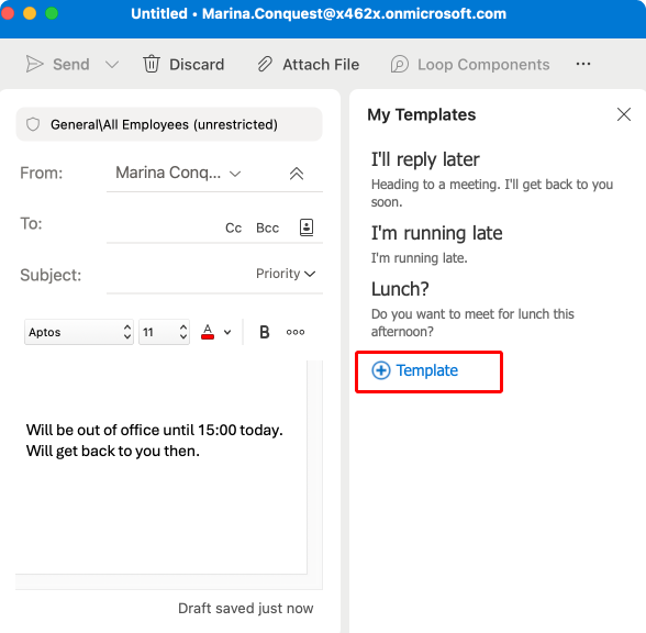 Pic. 18. Adding a new template in Outlook for Mac.