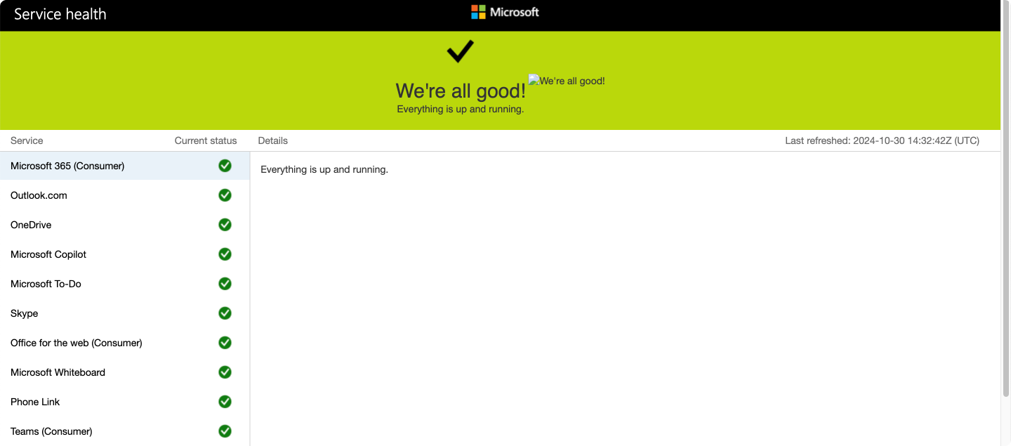 Pic. 5. Checking Microsoft 365 Service Health Portal.