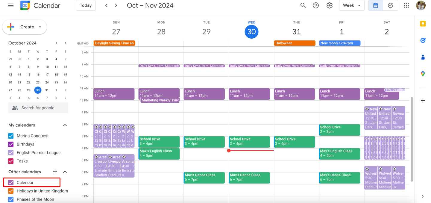 Pic. 15. Navigating to your added calendar in Gmail.