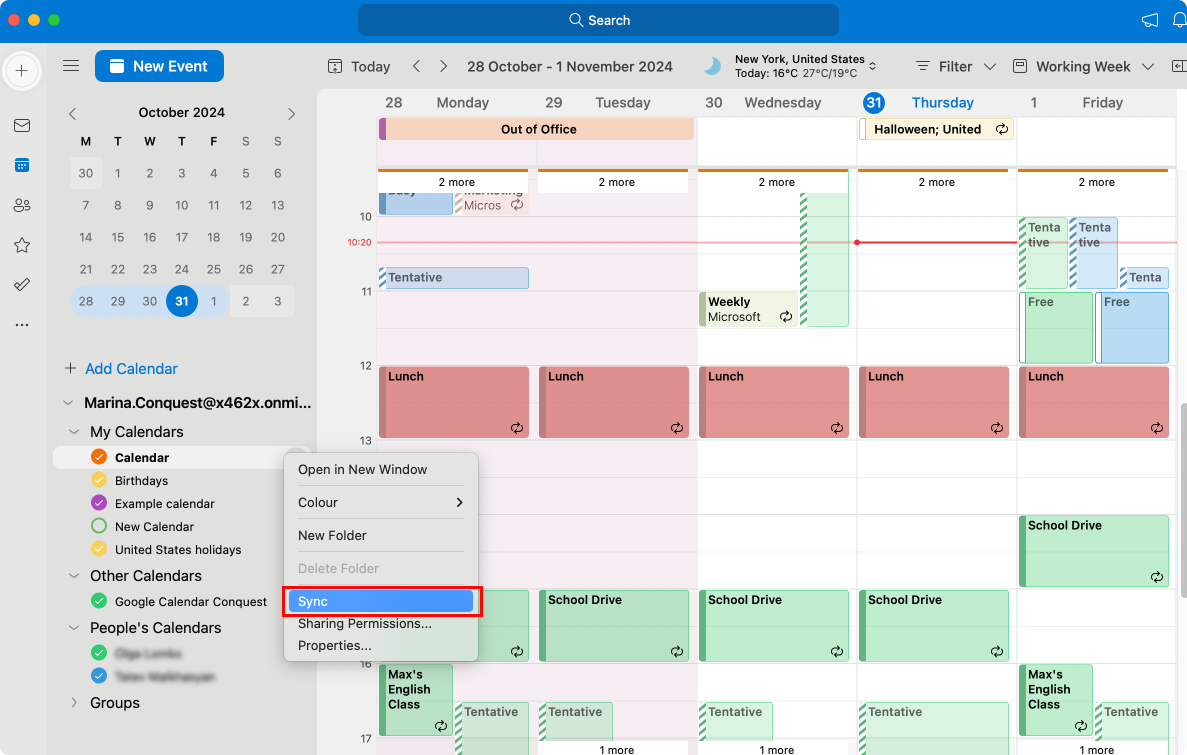 Pic. 24. Forcing manual sync in Outlook for Mac.