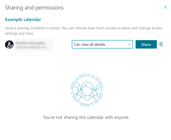 Pic. 4. Configuring permissions for your calendar in OWA.