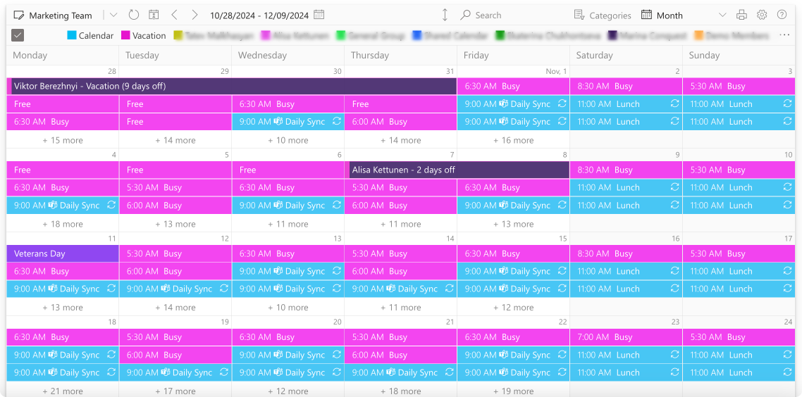 Pic. 8. A sample monthly Virto Calendar overlaid view.