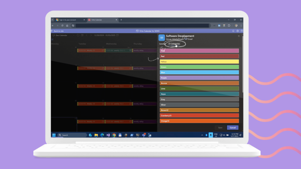 Pic. 21. Microsoft Planner's labels in Virto Calendar