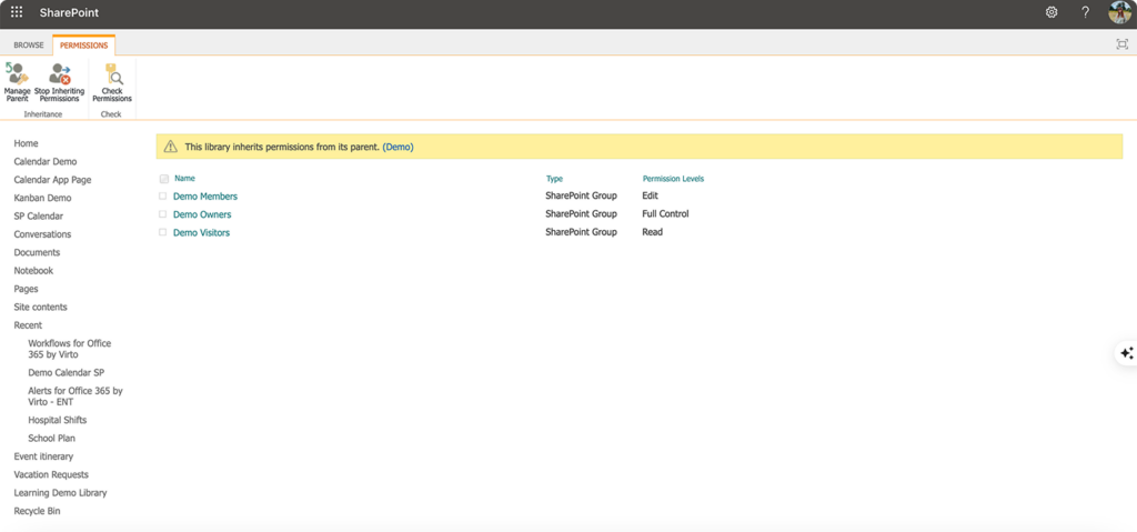 Pic. 7. Changing permissions in the “Permission management” section.