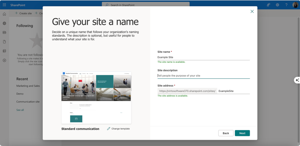 Naming your site
