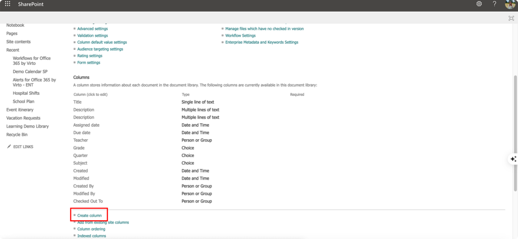 Pic. 6. Navigating to “Create column”.
