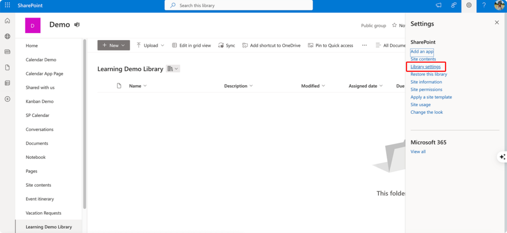Pic. 4. Navigating to “Library settings”.