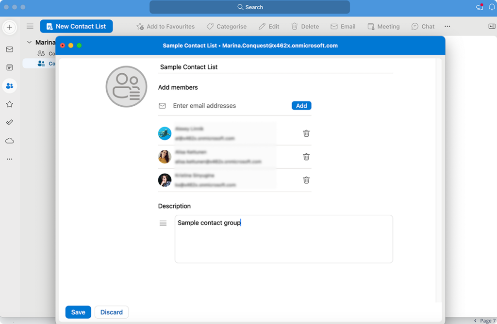 Adding people to your new contact list on Outlook for Mac