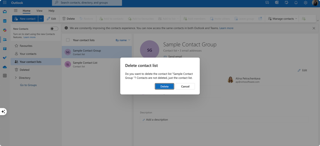Deleting your contact group