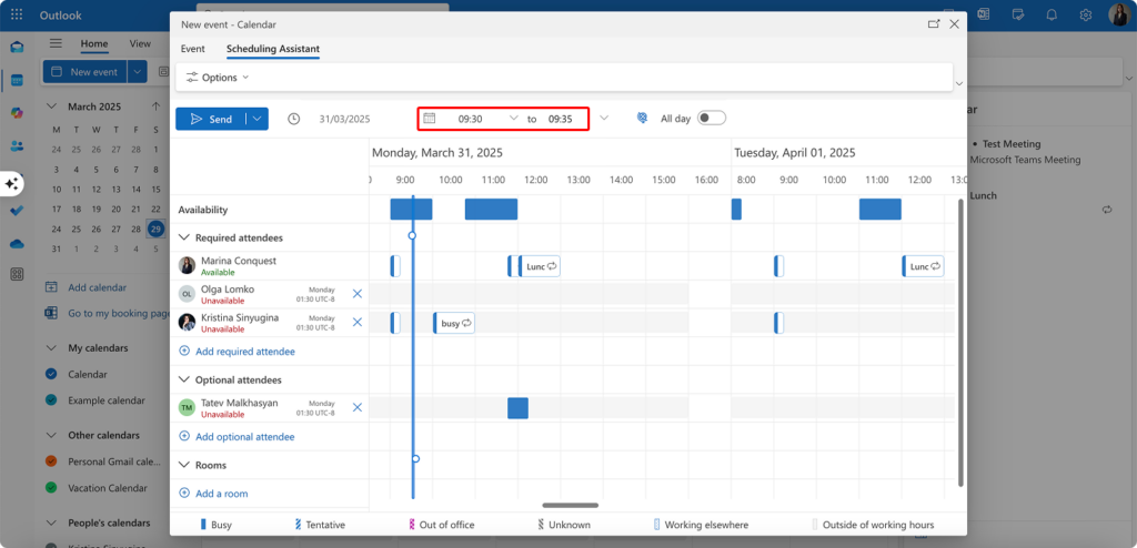 Enter a time slot less than 30 minutes manually by adjusting the time on the ribbon
