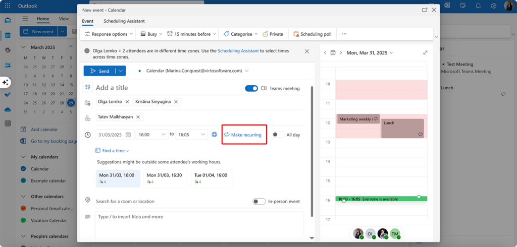 Making your meeting recurring