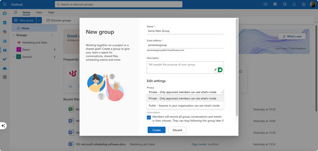 Naming your group and editing privacy settings