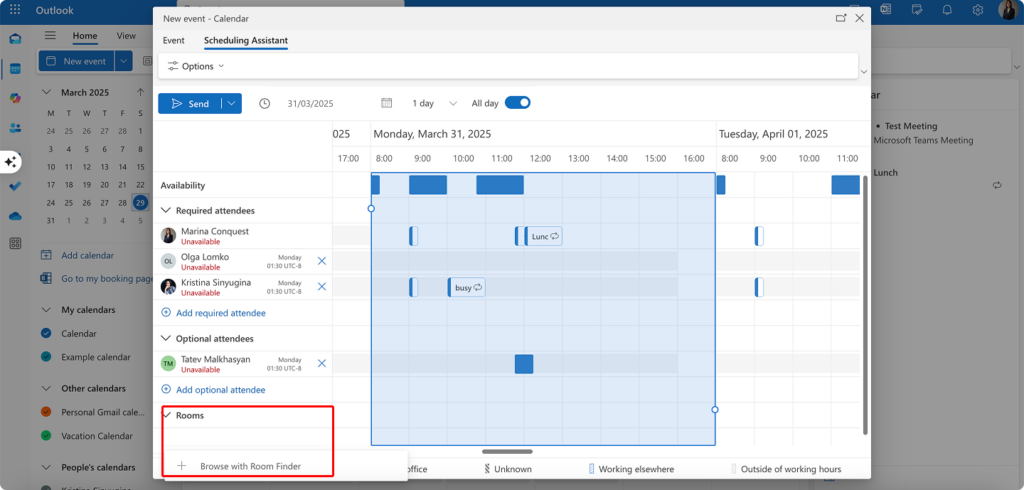 Navigating to “Browse with Room Finder”