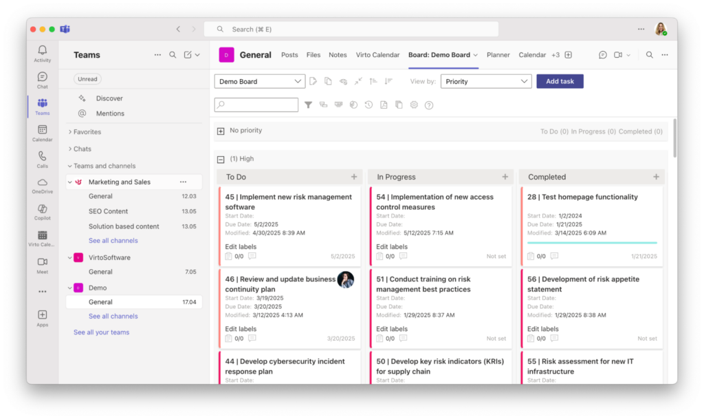 Virto Kanban Board in Microsoft Teams