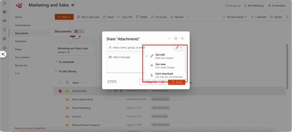 Choosing the right sharing option.