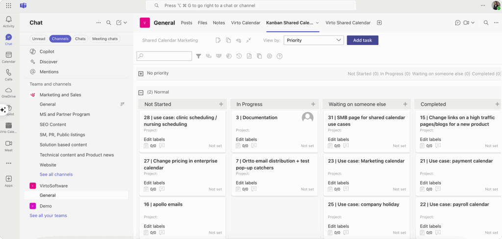 Example Kanban Board App in Teams