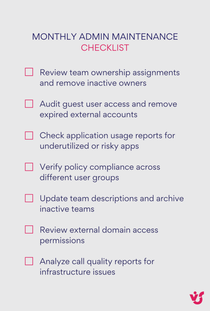 Monthly Admin Maintenance Checklist