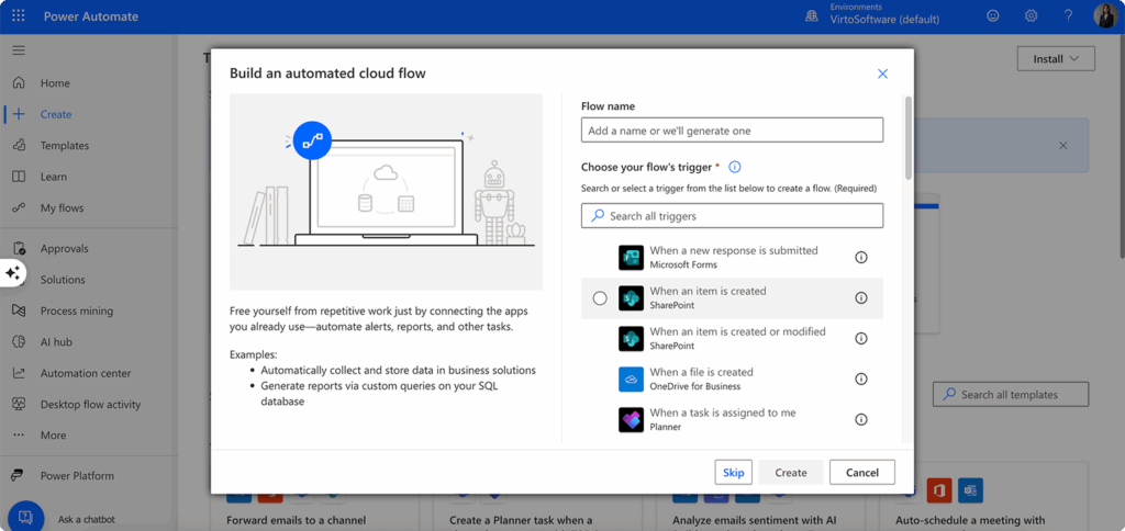 Setting up automation triggers.