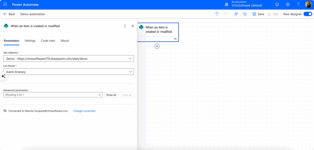 Specifying connections and other settings
