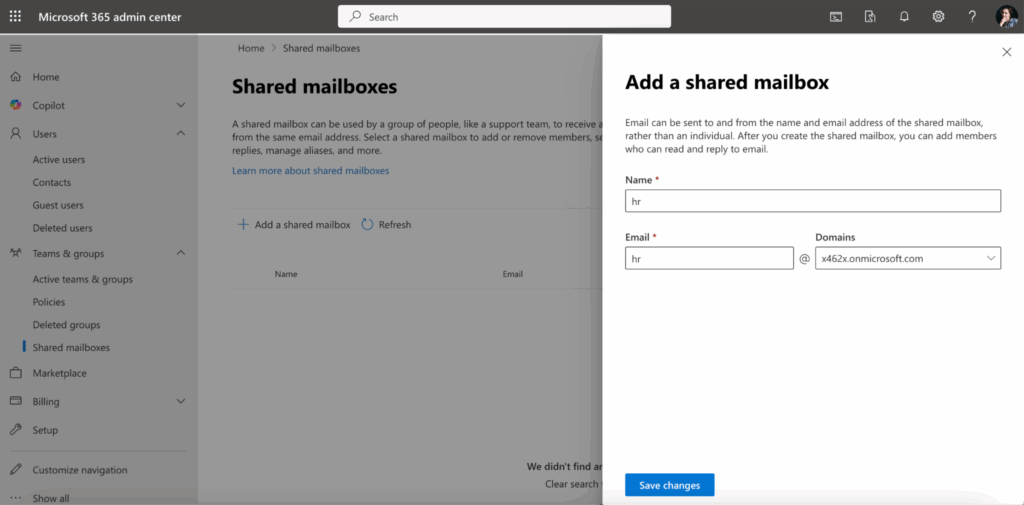 Adding shared mailbox in M365 admin center
