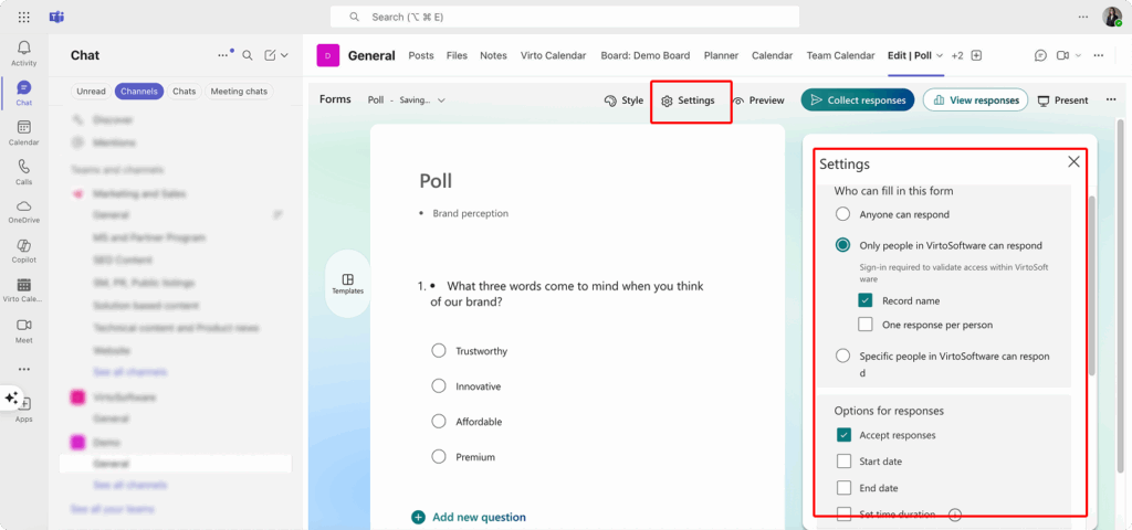 Adjusting your poll settings