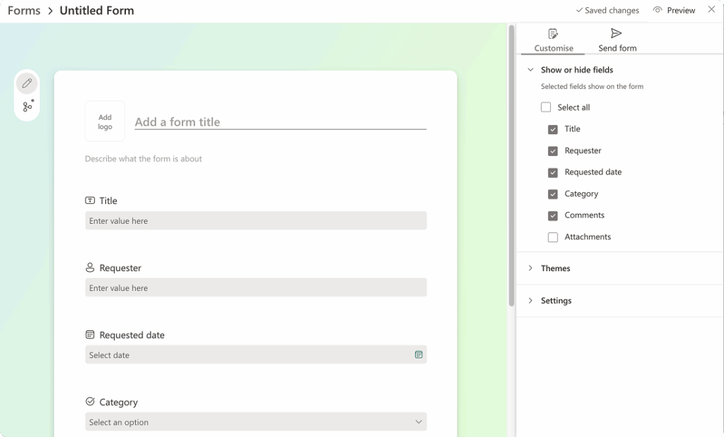 Autogenerated SharePoint form from a created list