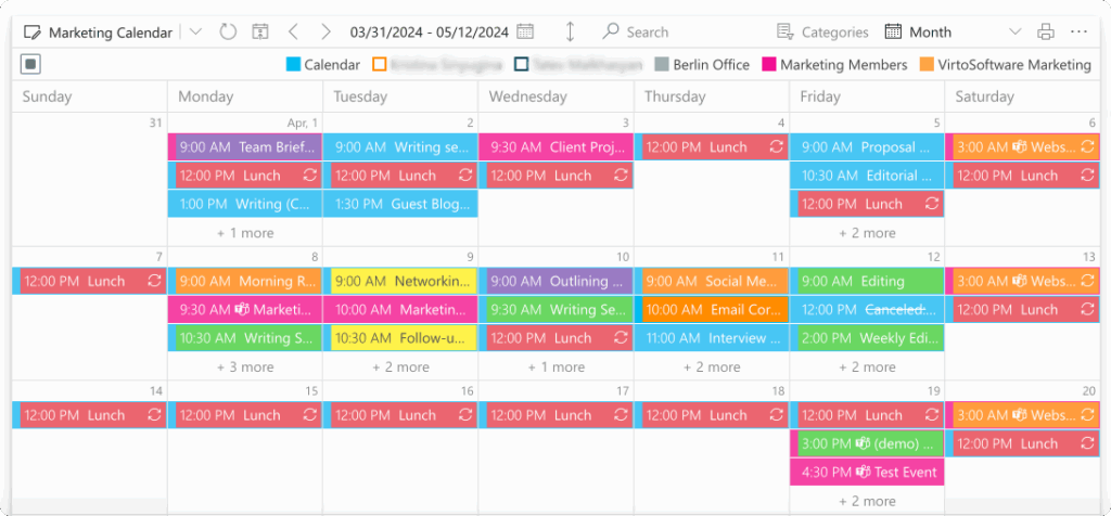 Example Virto Calendar