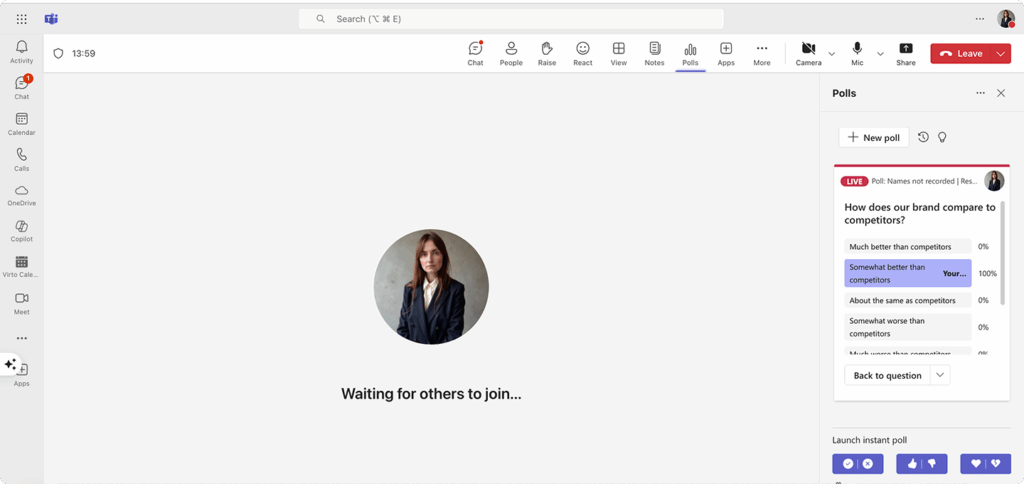 Navigating to your poll within the meeting interface