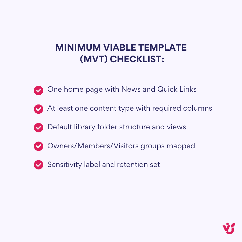 Minimum viable template (MVT) checklist
